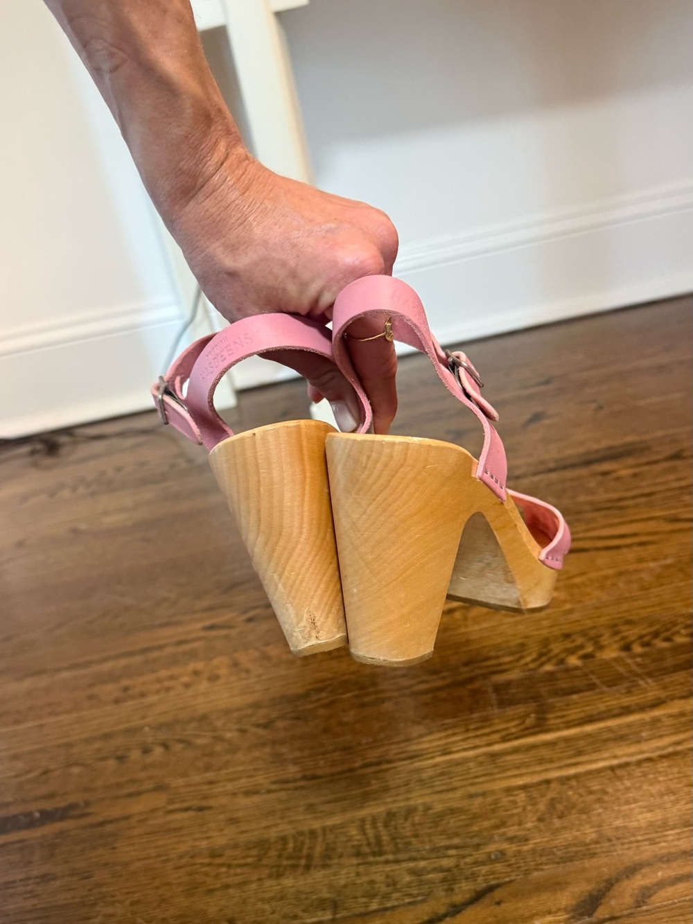 Swedish Hasbeens Pink Wooden Platform Clog - Picture 5 of 7